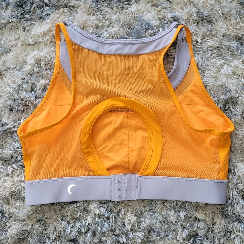 Zyia Active orange key hole back multi clasp mesh detail sports bra